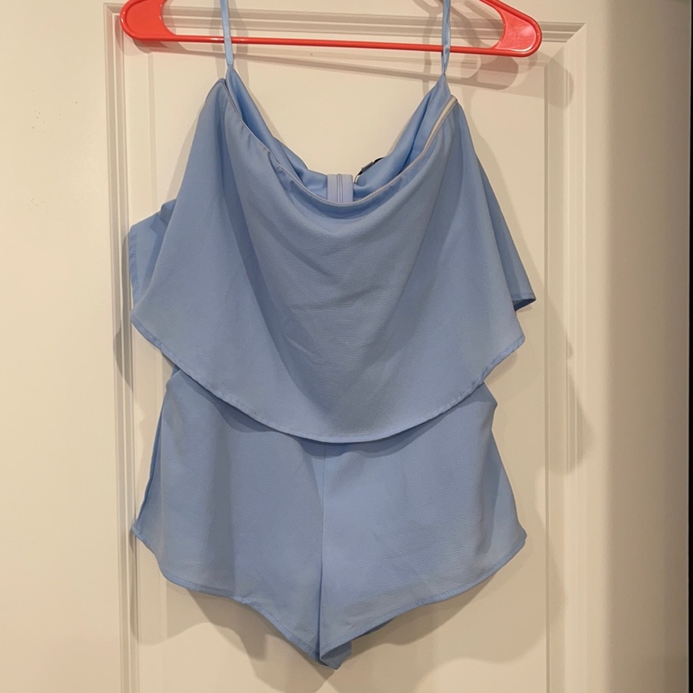 Blue Strapless Romper
